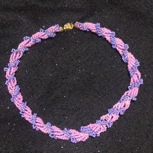 Pink & Lavender Beaded Necklace, 17” long